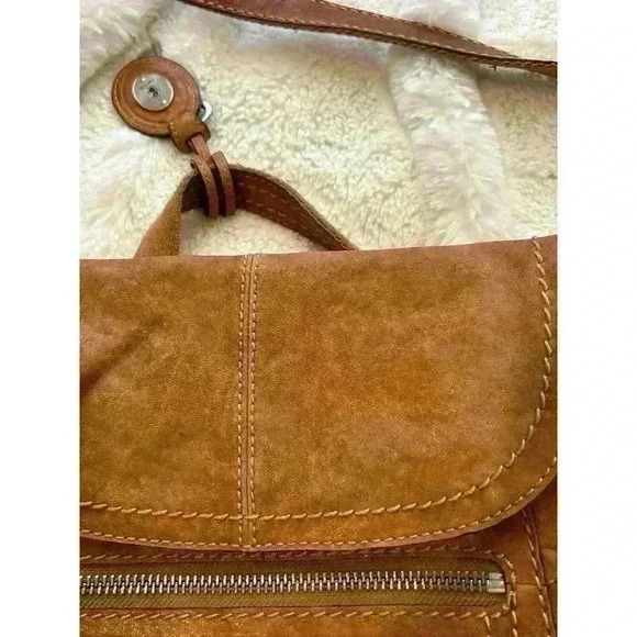 FOSSIL Vintage Brown Leather Zipper‎ Crossbody Bag - Picture 2 of 8